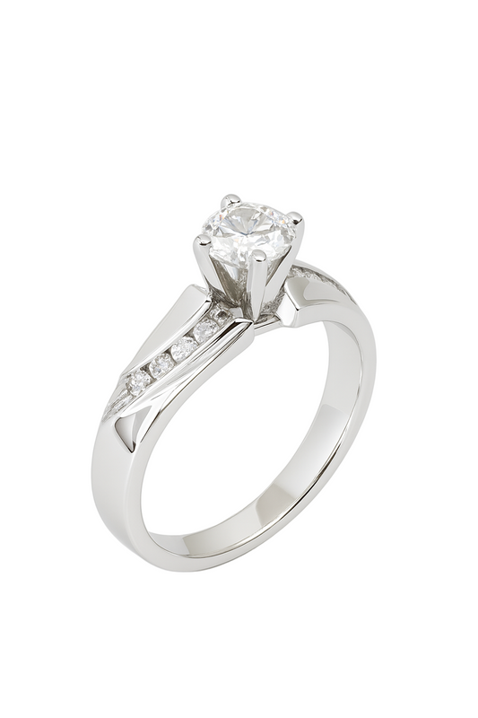 White Gold Diamond Ring and Accent. 14k TDW: 0.36 CT SI 1-2. GH