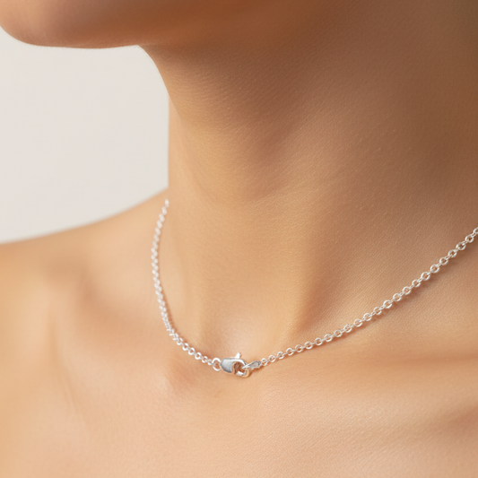 Rhodium-Plated Silver Chain Rolo Style 18"