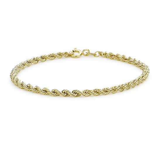 Yellow Gold Rope link Bracelet, 18k, 7 Inches, 2.3gr