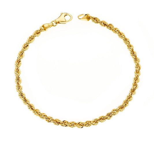 Yellow Gold Rope Link Bracelet, 18k, 7 1/4 Inches, 3.85gr