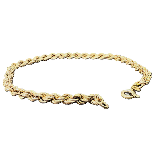 Yellow Gold Rope link Bracelet, 18k, 7 Inches, 2.3gr