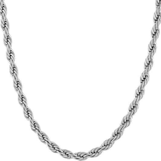 White Gold Solid Diamond Cut Rope Chain. 18k, 3.7gr, 18"