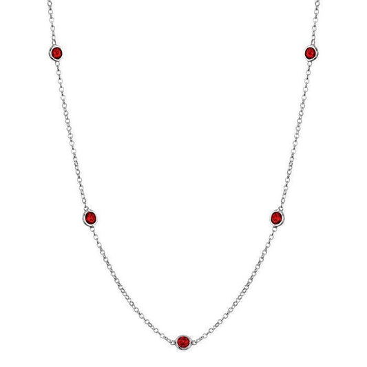 White Gold Station Necklace with 8 Natural Ruby. 14k, 0.75ct Ruby