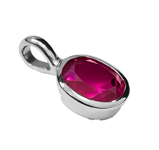 White Gold Oval Shape Enhanced Ruby Pendant. 18k, 1.4ct