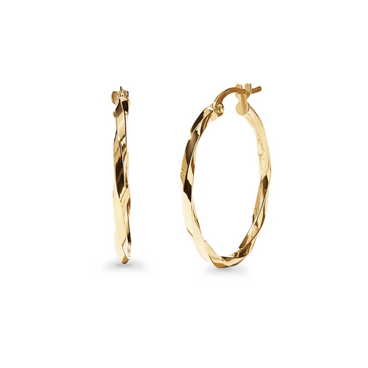 Yellow Gold Twisted hoop Earrings, 10k