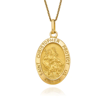 Yellow Gold Small St Christopher Pendent, 10k