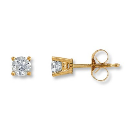 Yellow Gold Stud earrings setting with Cubic Zirconia, 22k
