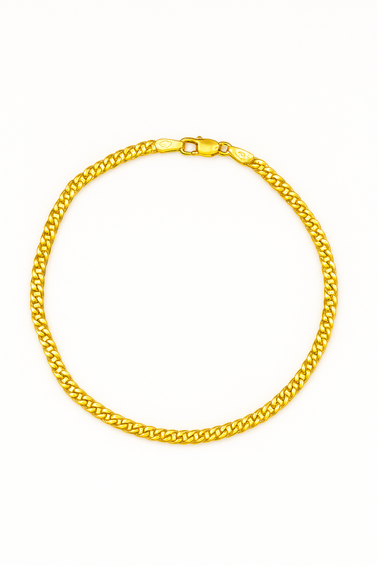 Yellow Gold Curb Chain Bracelet with Lobster Clasp, 18k 2.9 gr 7.5 inch
