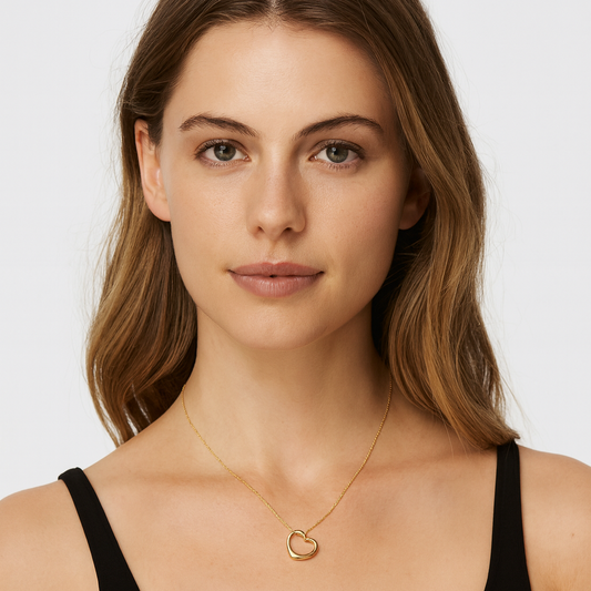 Tiffany Gold Elsa Peretti Open Heart Pendant. Resale. 18k, 16"