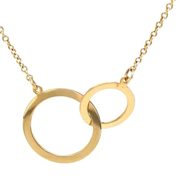 Yellow Gold Two Circles together Necklace, 3.95gr, 18k