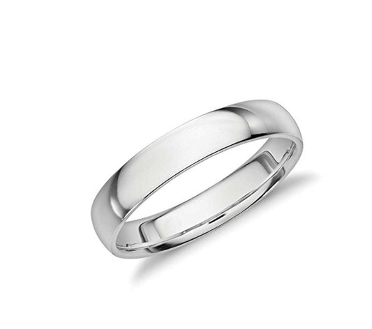 White Gold Half-dome Comfort Band. 10k, 2.85gr, 4mm