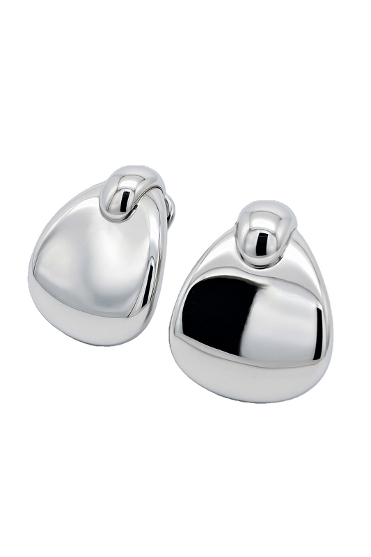 White Gold Dome Clip Earrings, 18k, 9.92gr