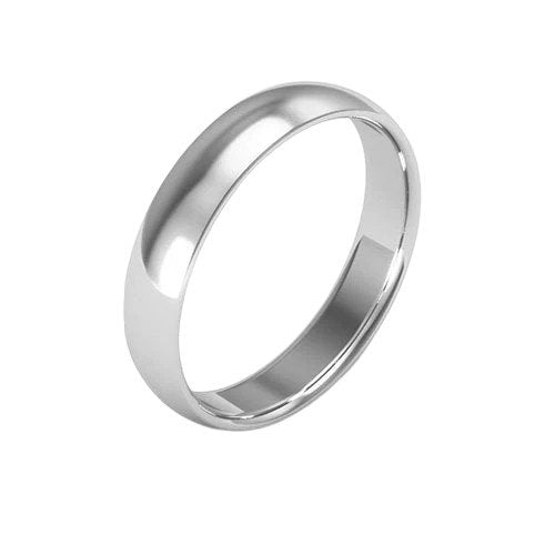 White Gold Half Round Comfort Fit Wedding Band. 14k, 2.07gr, 4mm