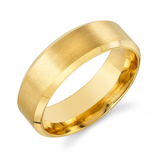 Yellow Gold Beveled Ring with Matt and Shinny design, 18k, 5.6gr, 5.7mm