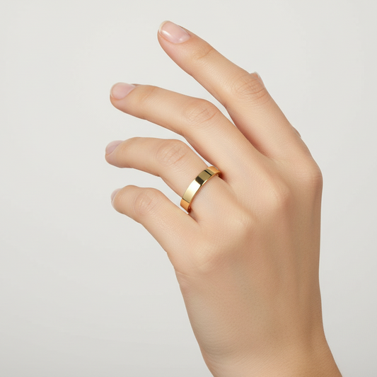 14K Yellow Gold Flat Wedding Band -3mm