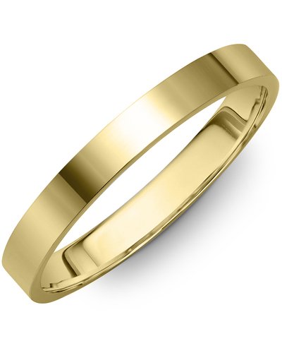 Yellow Gold Flat Wedding Band. 14k, 3mm, Size: 7