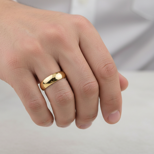 14K Yellow Gold Half Dome Band-4.95mm
