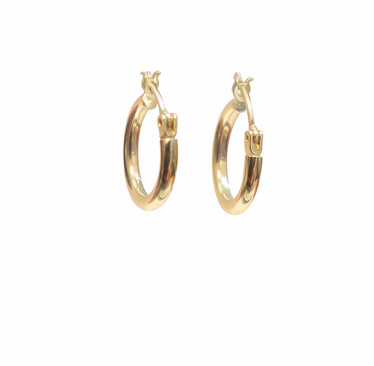 Yellow Gold Hoop Earrings, 10k, 2mm
