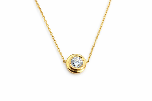 18K Yellow Gold Bezel Set Solitaire Diamond Necklace – 0.50ct.