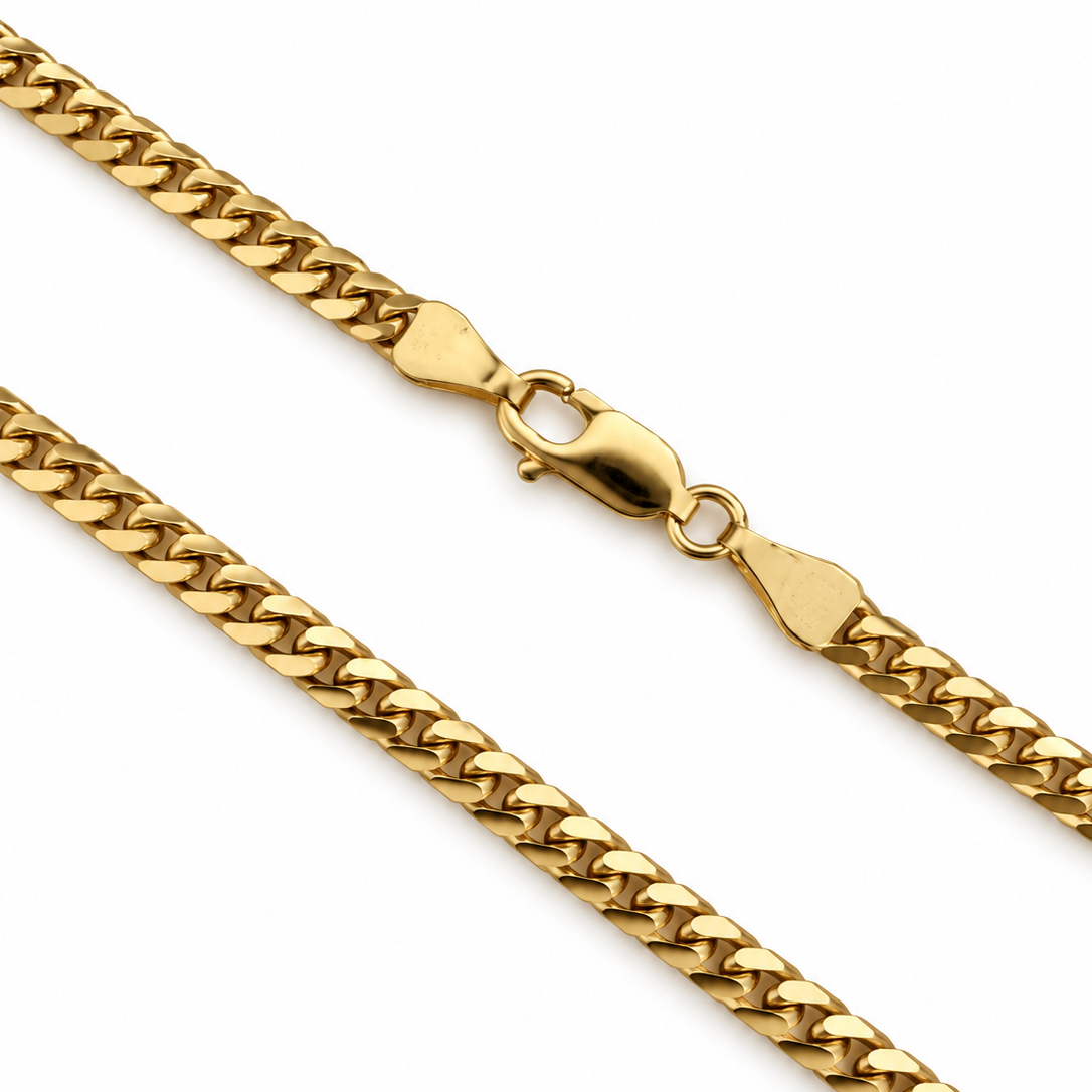 10K Yellow Gold Flat Curb Link Chain Necklace