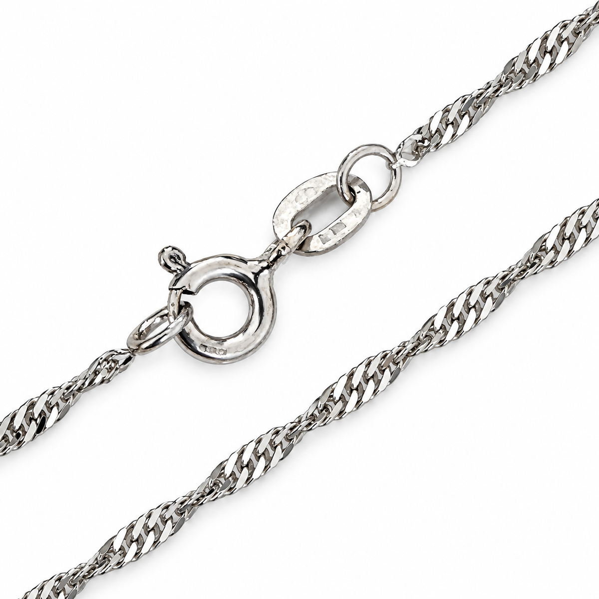 14K White Gold Singapore Chain Necklace