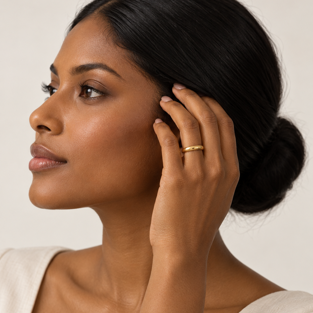 14K Yellow Gold Half-Dome Plain Band Ring