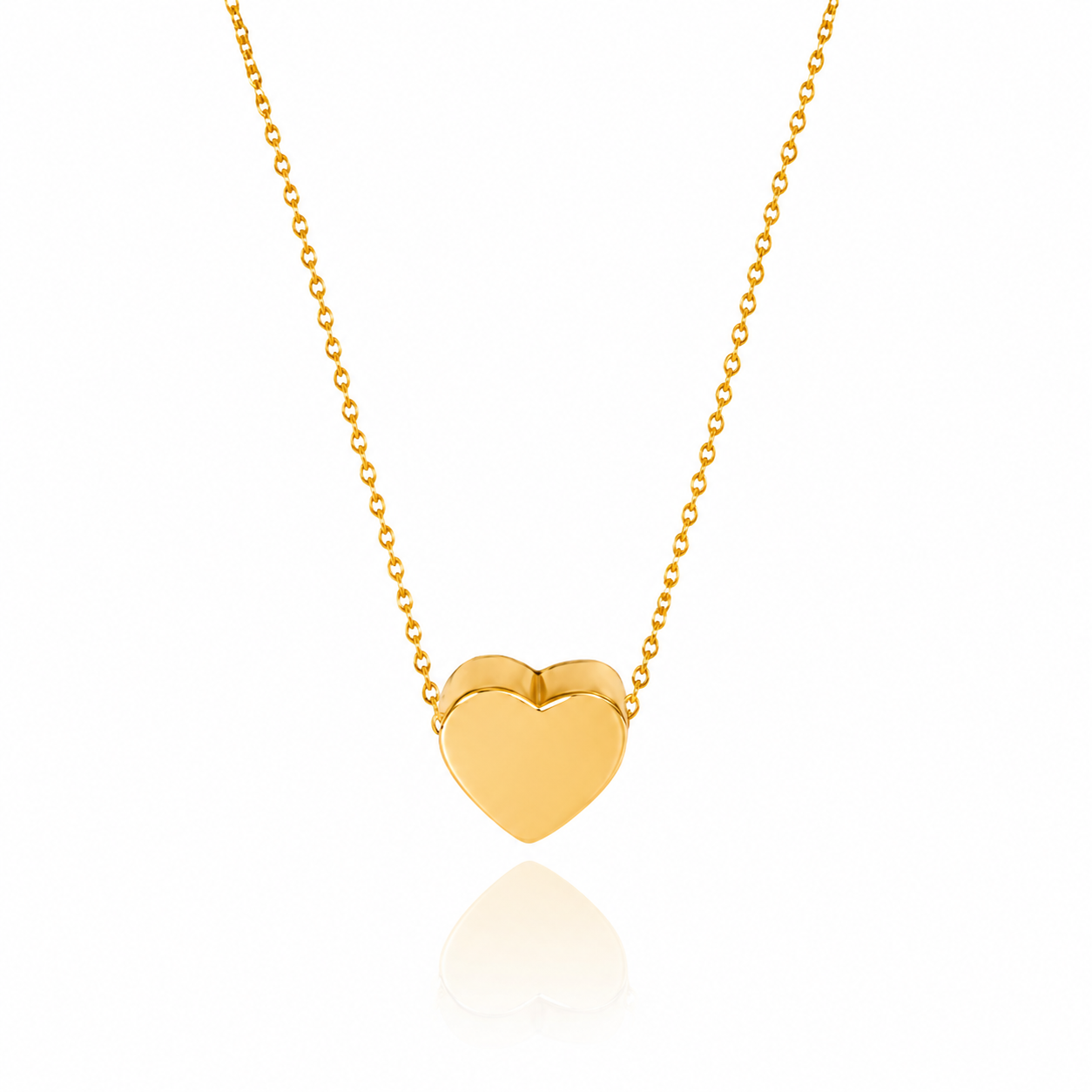 18K Yellow Gold Necklace with Moving Heart