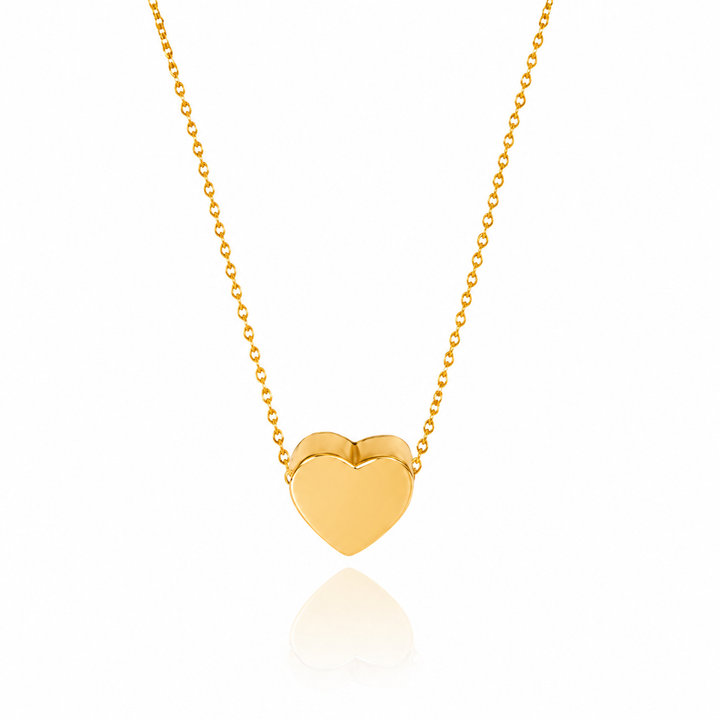 18K Yellow Gold Necklace with Moving Heart