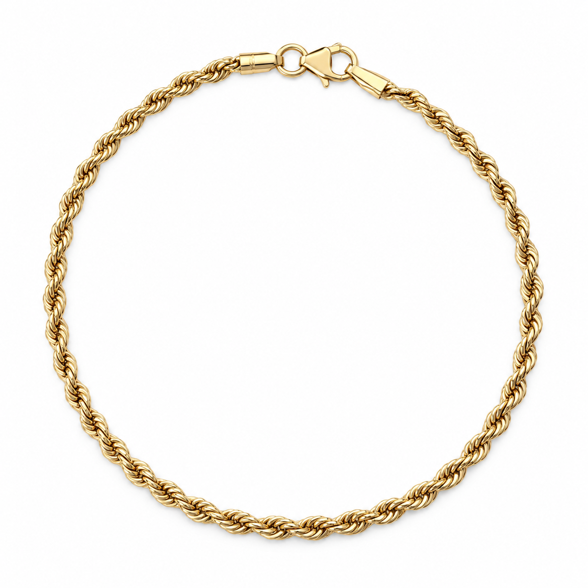 10K Yellow Gold Rope Chain Bracelet