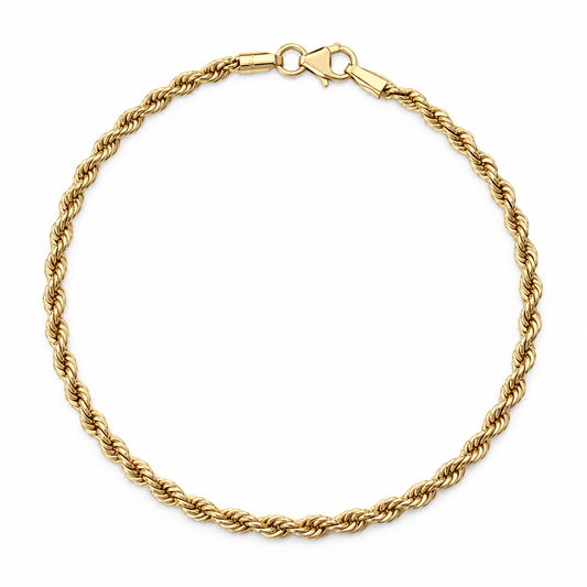10K Yellow Gold Rope Chain Bracelet