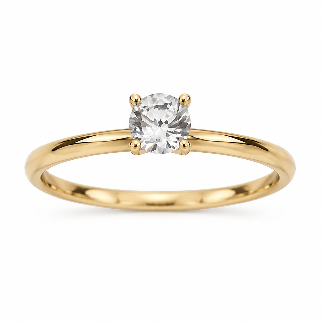 10K Yellow Gold Cubic Zirconia Solitaire Ring