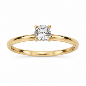 10K Yellow Gold Cubic Zirconia Solitaire Ring