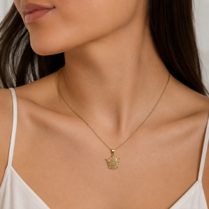 18K Yellow Gold Imperial Crown Pendant Necklace