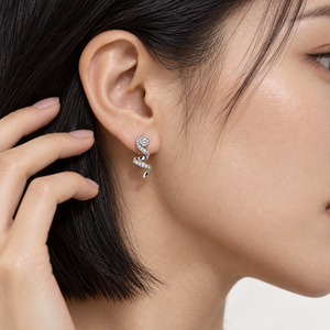 18K White Gold Pavé Diamond Swirl Stud Earrings