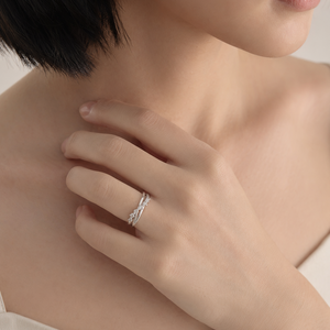 14K White Gold Diamond Crossover Ring