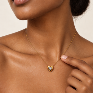 18K Yellow Gold Heart CZ Solitaire Pendant
