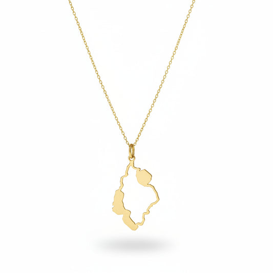 Yellow Gold Iran Map Outline Pendant 18k