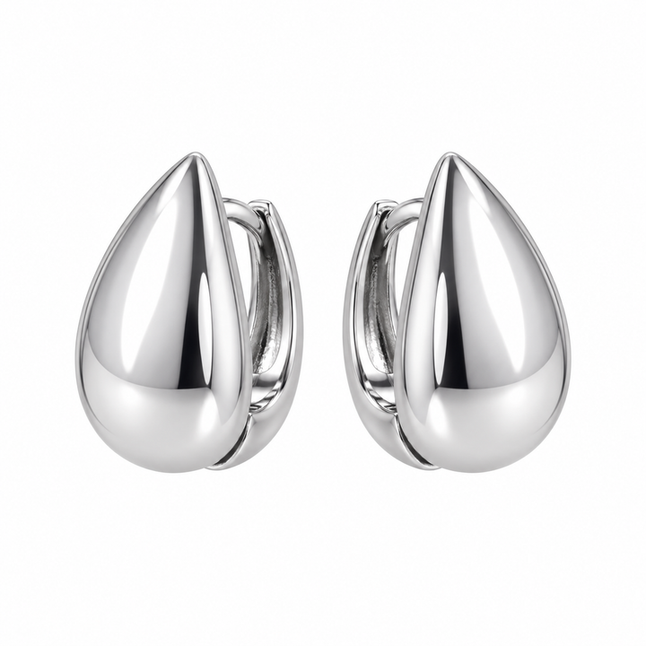 925 Sterling Silver Teardrop Huggie Earrings