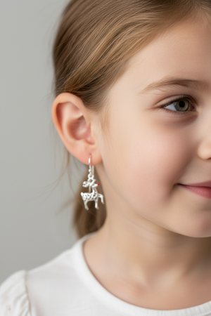 Sterling Silver Reindeer Earrings
