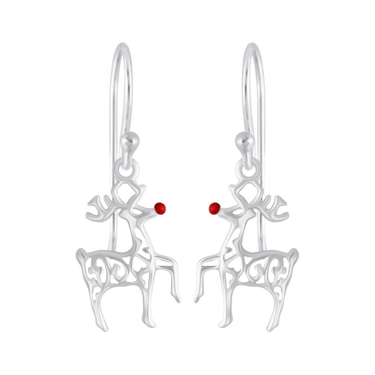 Sterling Silver Reindeer Earrings