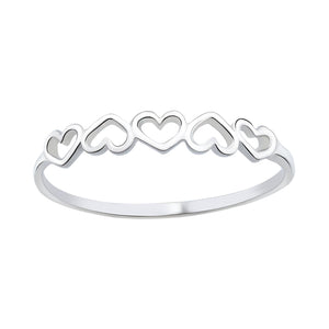 Silver Ring with 5 Heart design 925