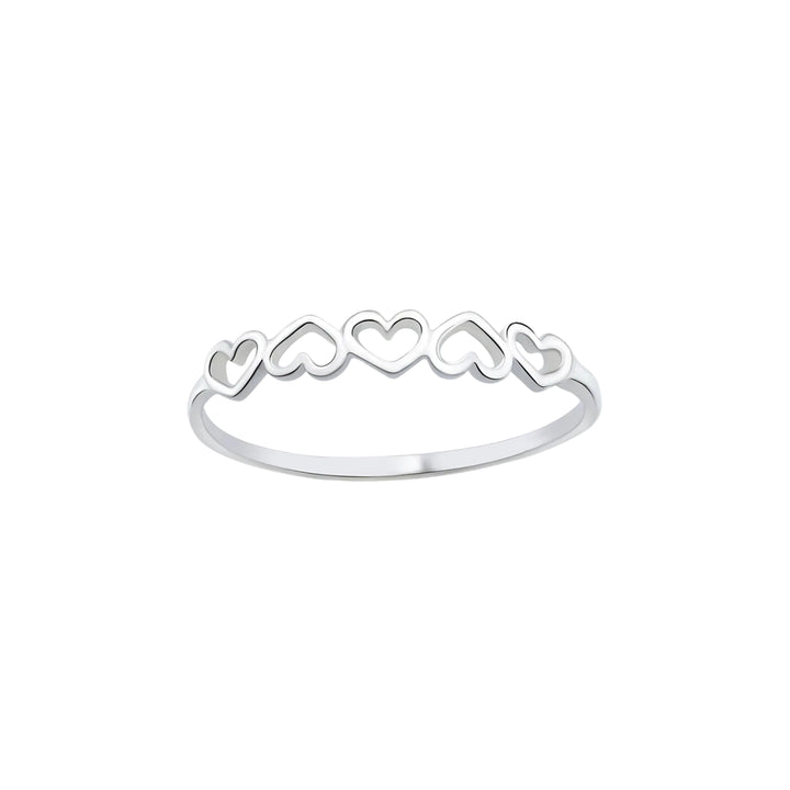 925 Sterling Silver 5 Heart Ring
