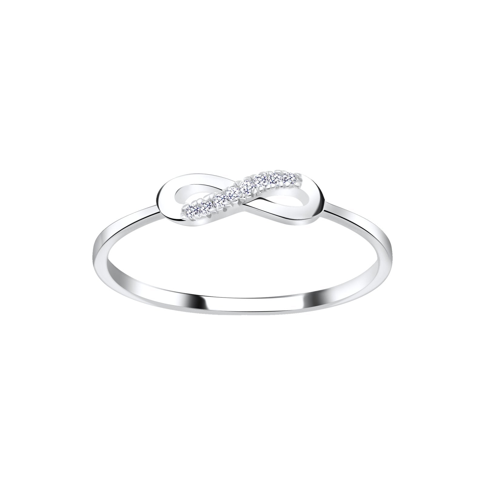 Silver Infinity Ring setting with Cubic Zirconia