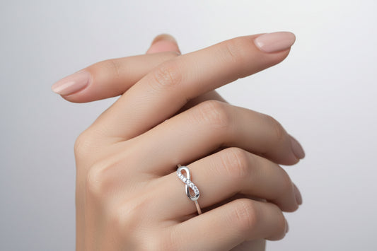 Silver Infinity Ring setting with Cubic Zirconia