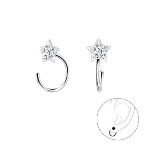 Silver Star Crystal Ear Huggers