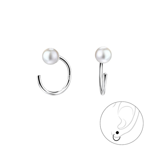 Pearl Silver Ear Huggers