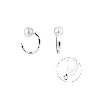Pearl Silver Ear Huggers