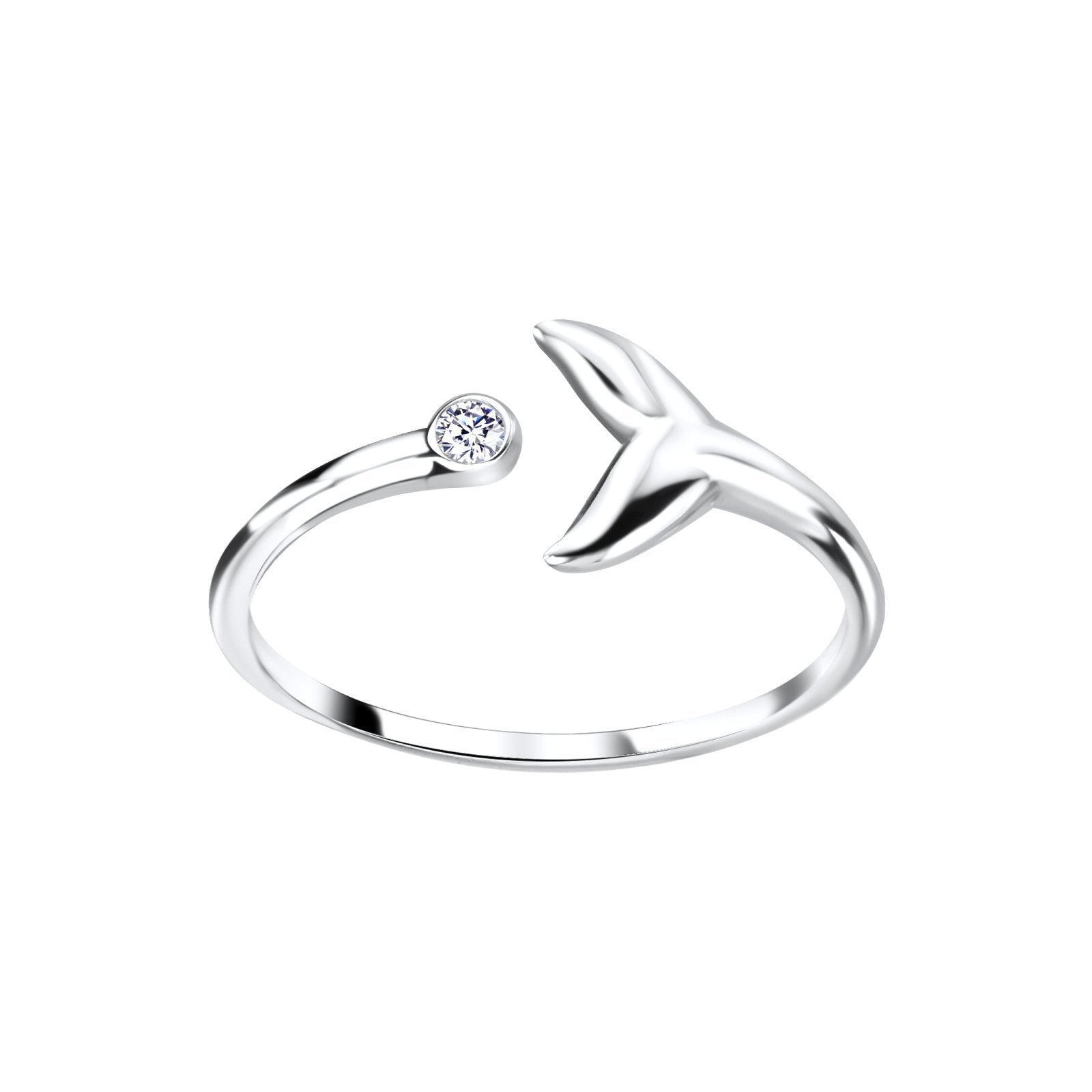 Silver Whale Tail Open Ring