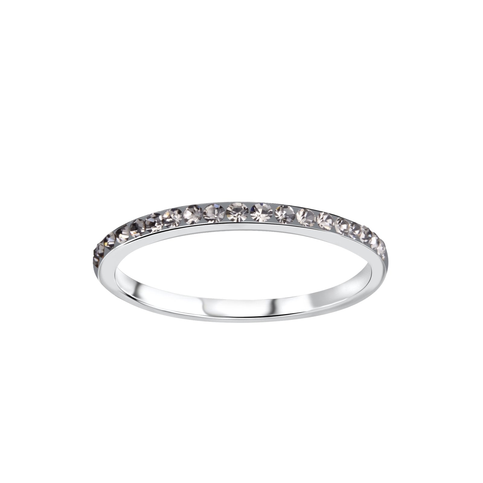Eternity Silver Ring setting with white and Gray Crystal