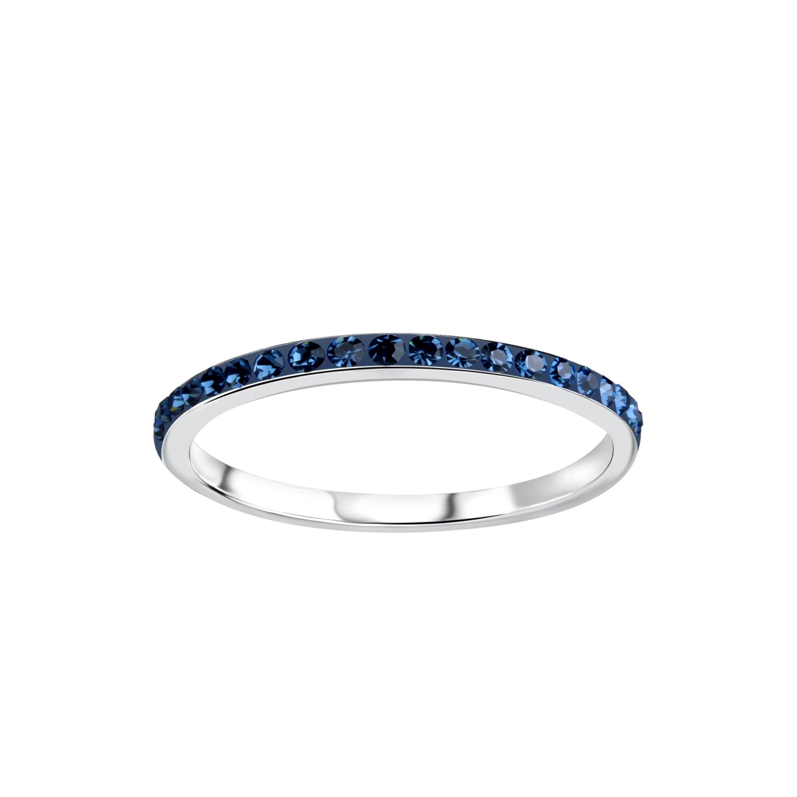Eternity Silver Ring setting with dark blue Crystal